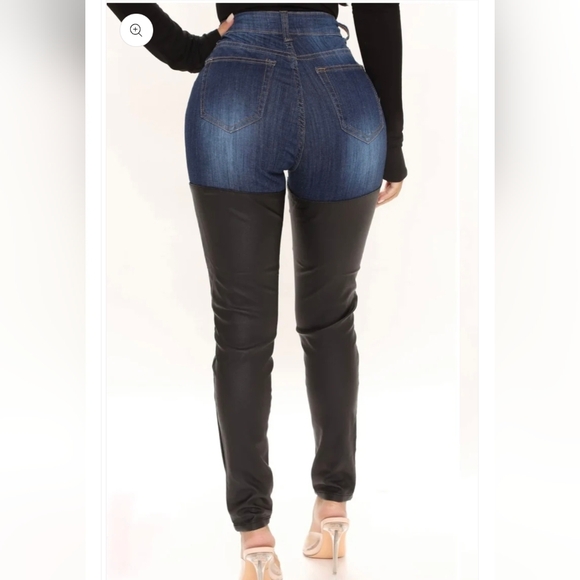 Fashion Nova High Rise Black and Blue Jeans - Picture 2 of 7